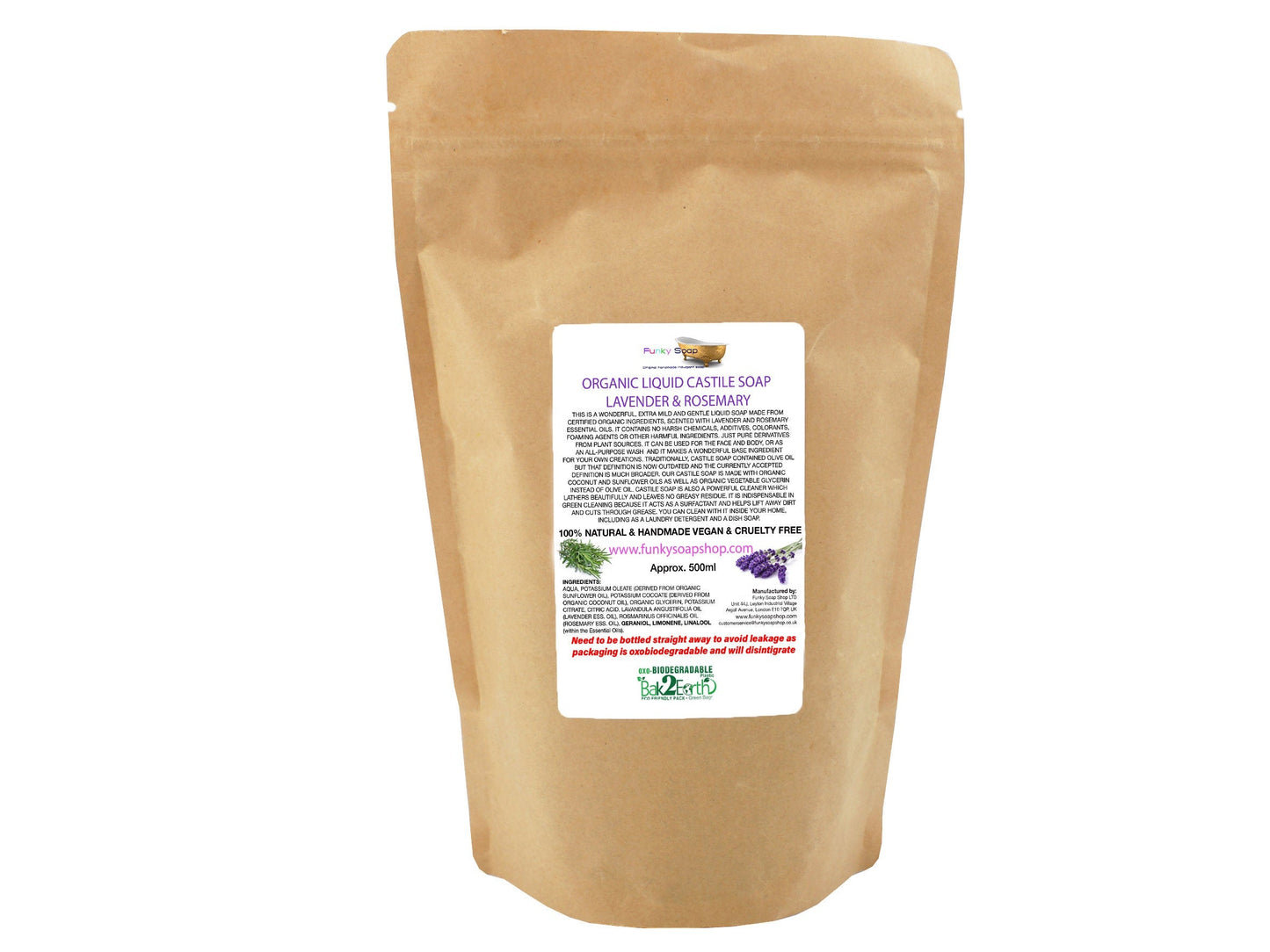 Organic Liquid Castile Soap with Lavender & Rosemary