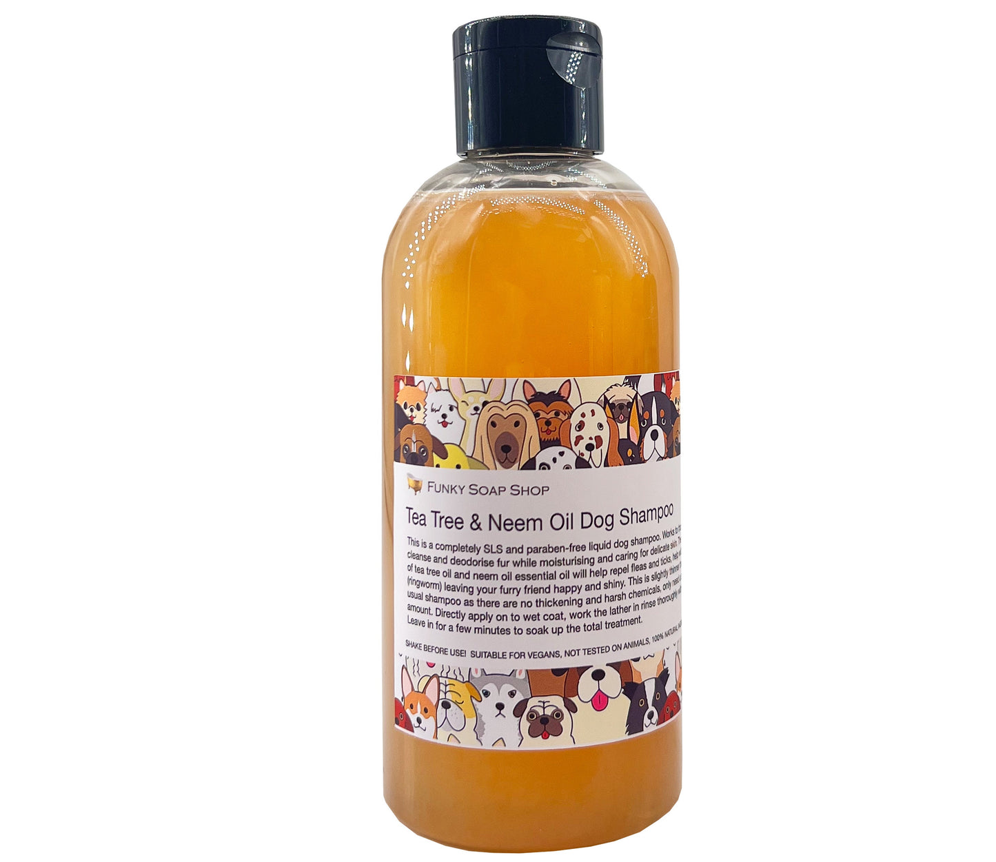 Champú líquido para perros con aceite de árbol de té y neem 