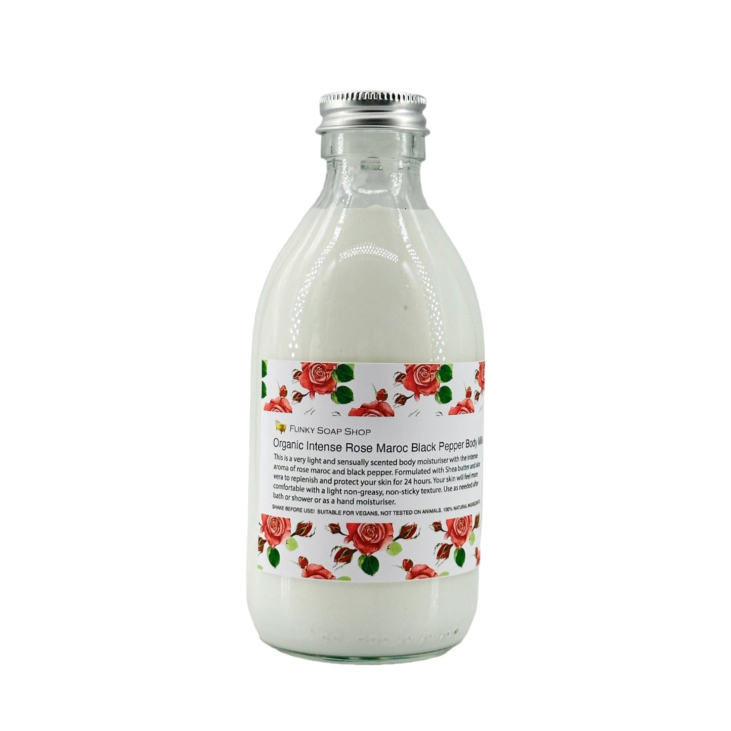 ORGANIC Intense Rose Maroc & Black Pepper Body Milk - Funky Soap Shop