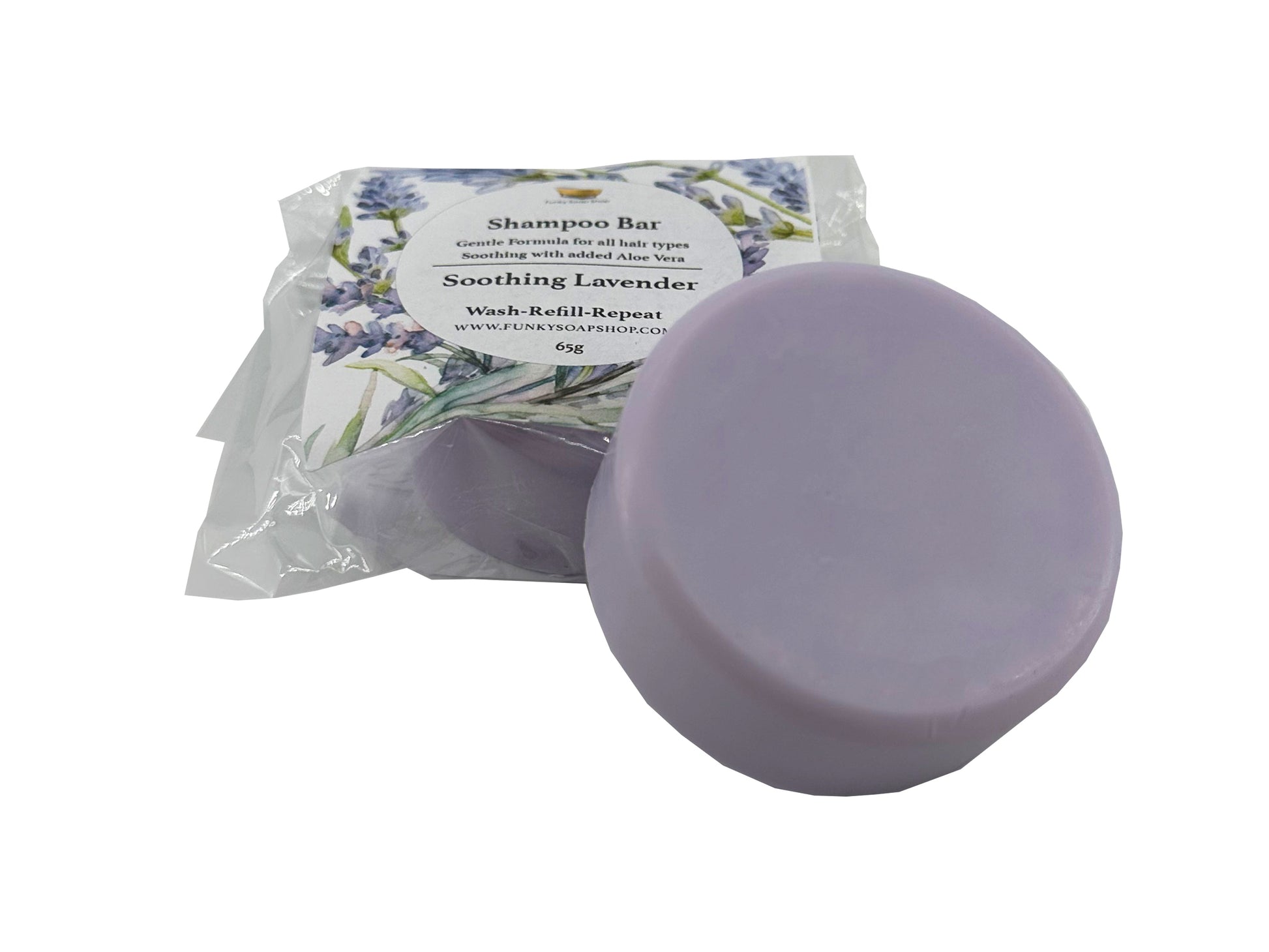 Wash Refill Repeat - Choice of Shampoo Bars in 6 gorgeous scents with optional Travel Tin, 65g - Funky Soap Shop