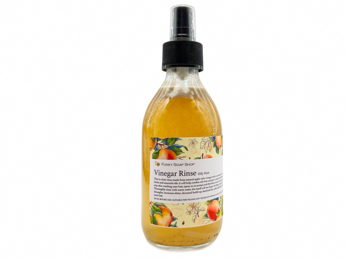 Vinegar Rinse For Oily Hair, Glass Bottle 250ml - Funky Soap Shop