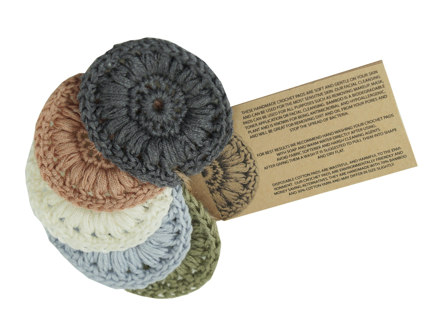 5 Handmade Crochet Reusable Pads, 70% Bamboo - Funky Soap Shop