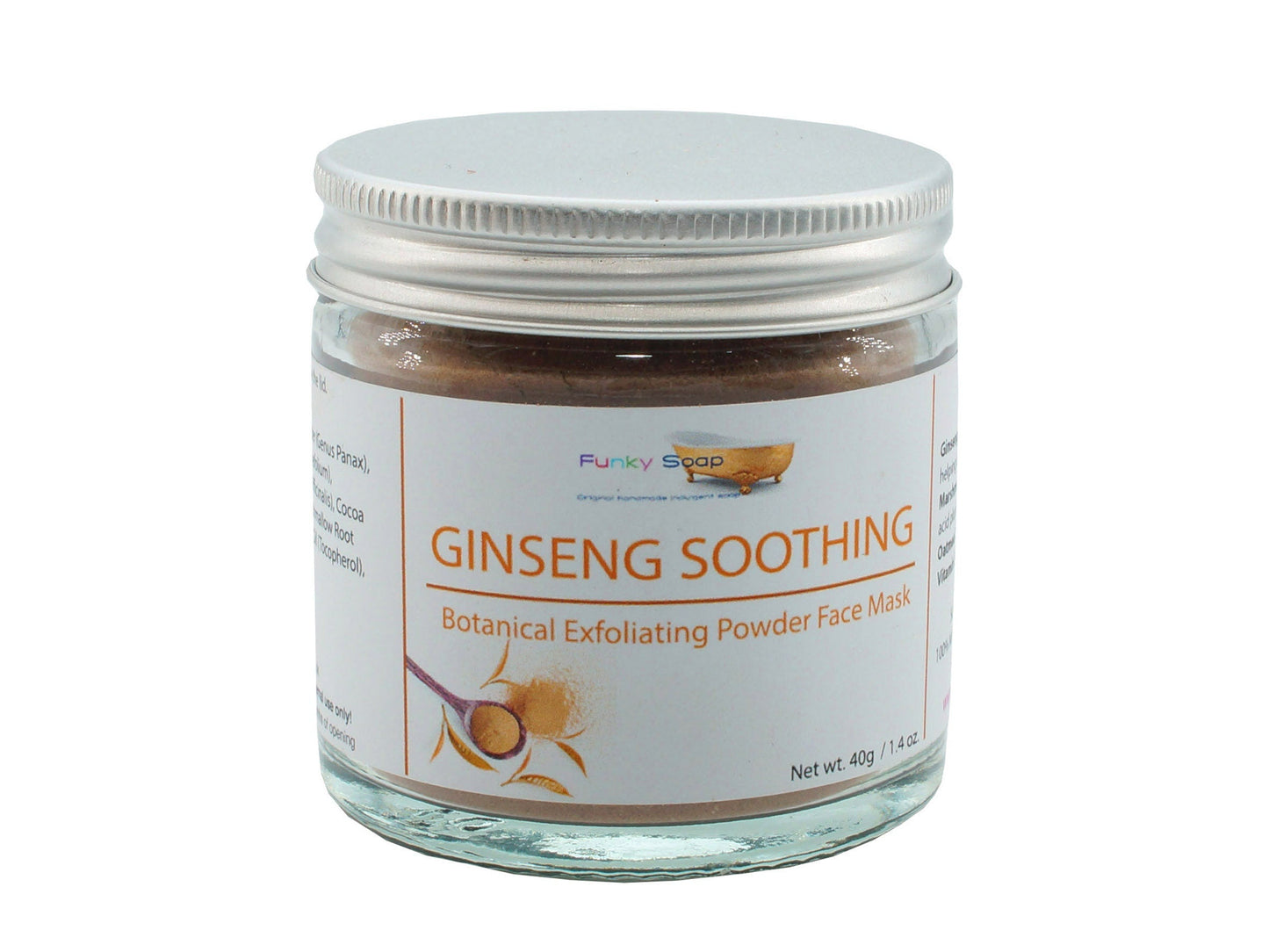 Ginseng Soothing, Botanical Exfoliating Powder Face Mask, 40g - Funky Soap Shop