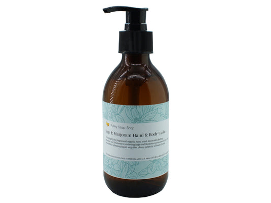Sage & Marjoram Hand and Body wash, Glass Bottle of 250ml - Funky Soap Shop