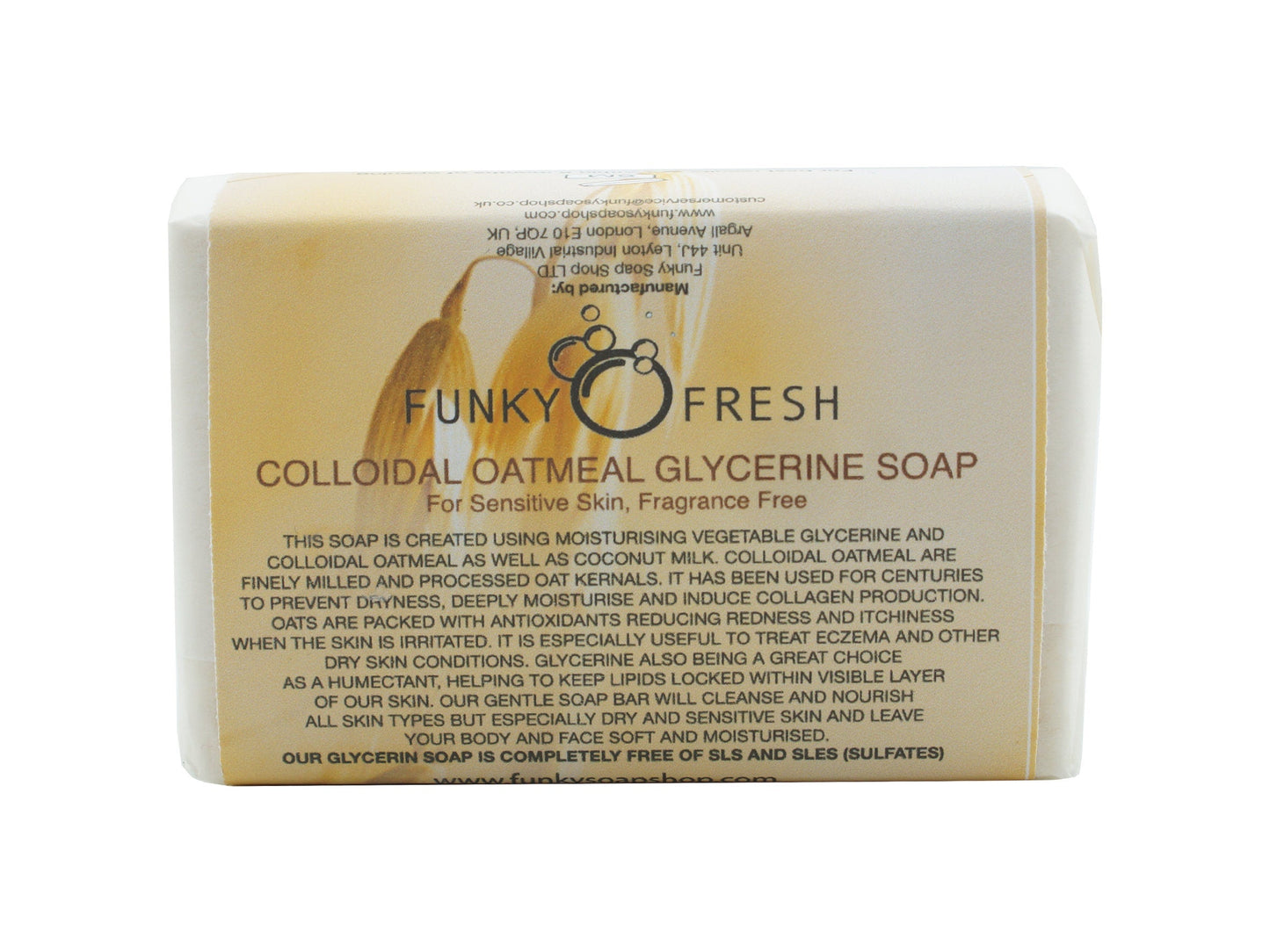 Colloidal Oatmeal Glycerine Soap, For Sensitive Skin, 95g - Funky Soap Shop