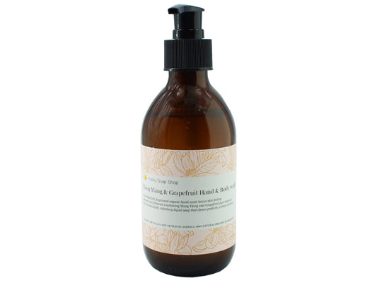 Ylang Ylang & Grapefruit Hand and Body wash, Glass Bottle of 250ml - Funky Soap Shop