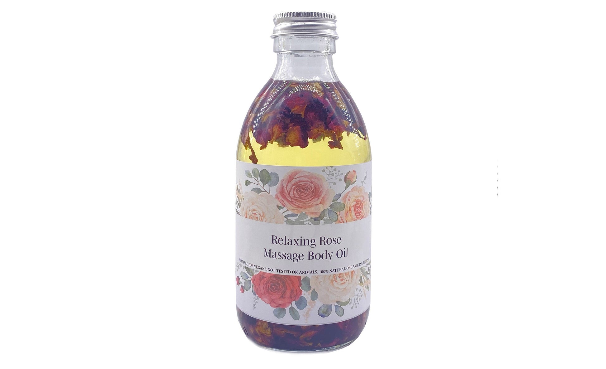 Relaxing Rose Massage Body Oil infused with Rose Petals - Funky Soap Shop