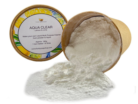 AQUA CLEAR, Powder to Liquid All Purpose Cleaning, Lemon and Lime, 180g - Funky Soap Shop