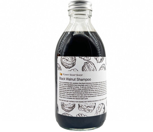Black Walnut Liquid Shampoo, Glass Bottle - Funky Soap Shop