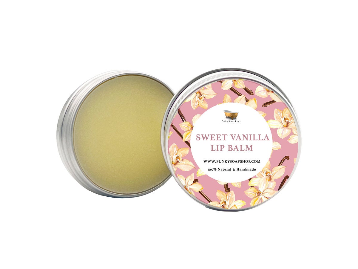 Sweet Vanilla Lip Balm, 100% Handmade & Natural, 1 tin of 15g - Funky Soap Shop