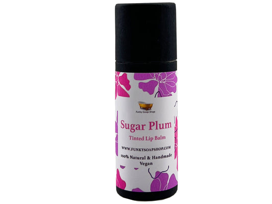 Sugar Plum Tinted Vegan Lip Balm, Biodegradable Cardboard tube, 15g - Funky Soap Shop