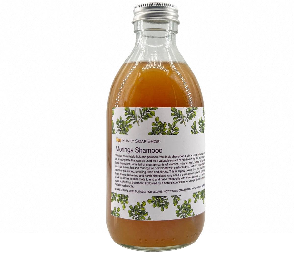 Liquid Moringa Shampoo, Glass Bottle - Funky Soap Shop