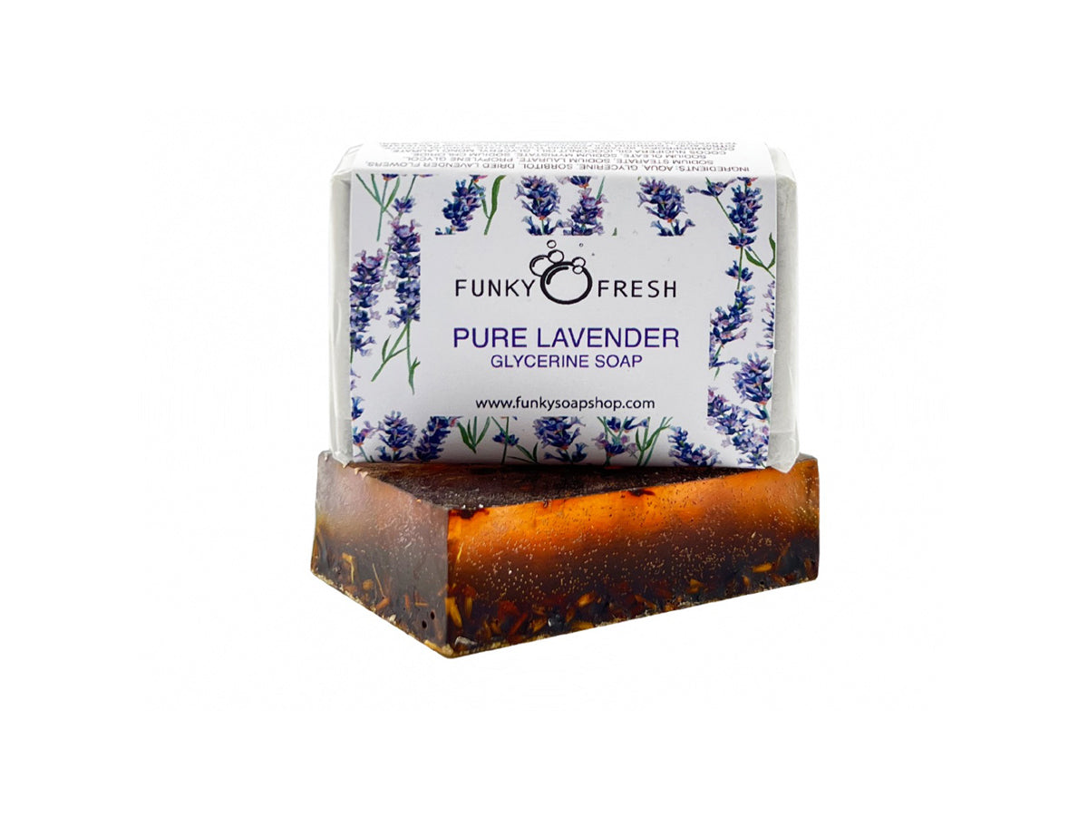 Pure Lavender Glycerine Soap infused with Lavender Flowers - Funky Soap Shop