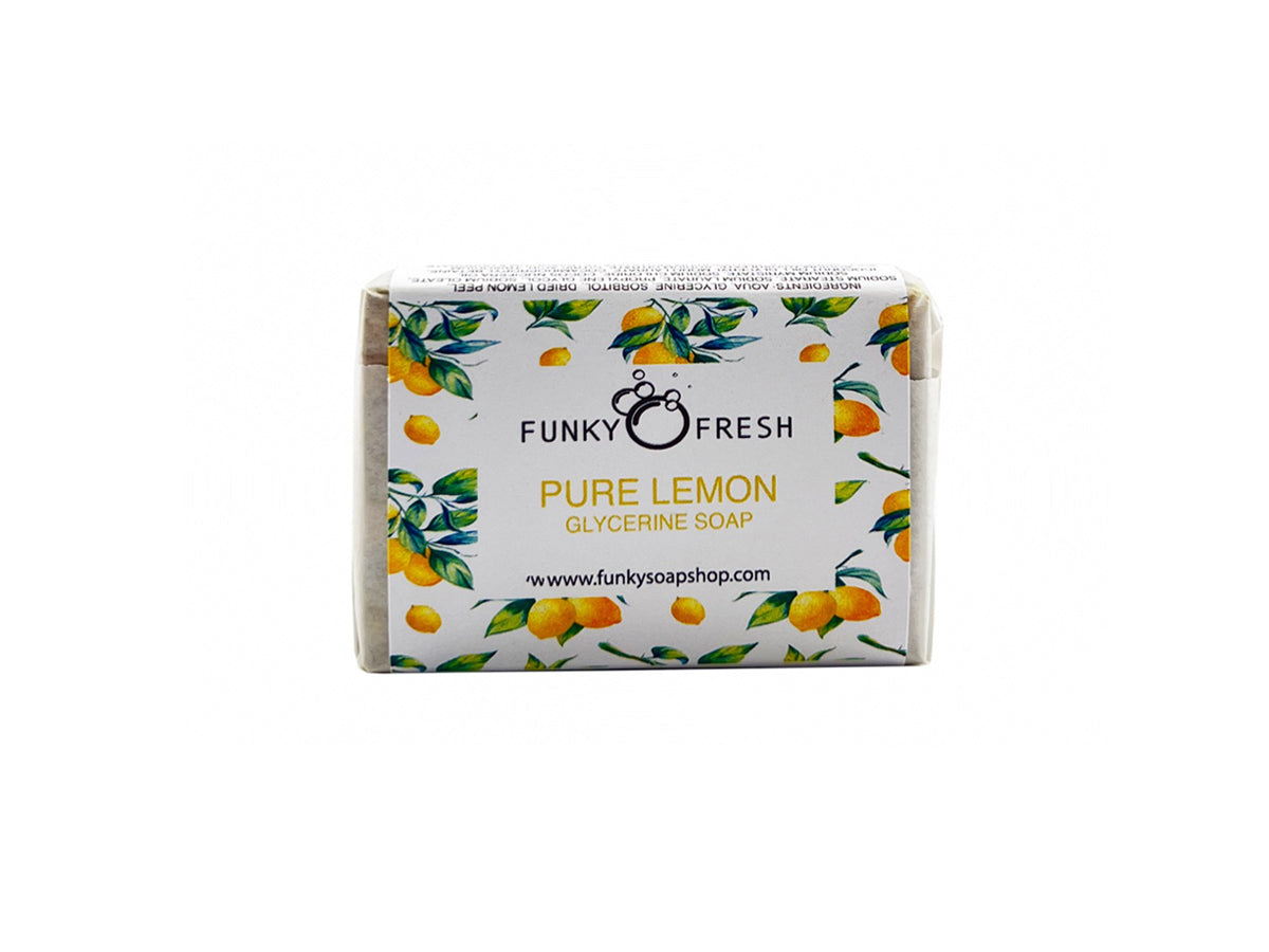 Pure Lemon Glycerine Soap infused with Lemon Peel - Funky Soap Shop